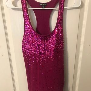 Express Fuchsia Sequin Tank